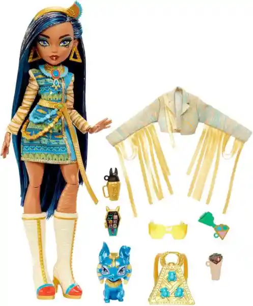 Monster High Muñeca Cleo de Nile Moda Con Accesorios - HHK54