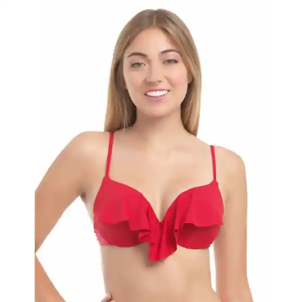 Bikini Estilo Sostén Con Vuelos Rojo Talla L Samia