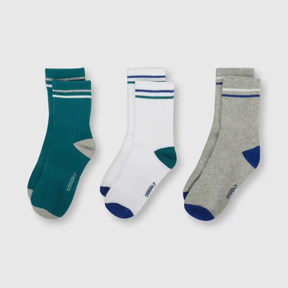 Pack Calcetines Deportivo De Niño Gris Talla 30/33