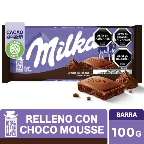 Milka Chocolate de Leche Relleno de Crema de Cacao