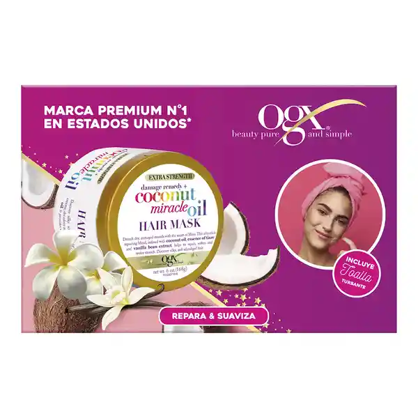 Ogx Estuche Máscara Coconut Miracle + Toalla Cabello