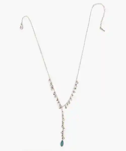 Collar Monedas y Piedra Plateado Lounge