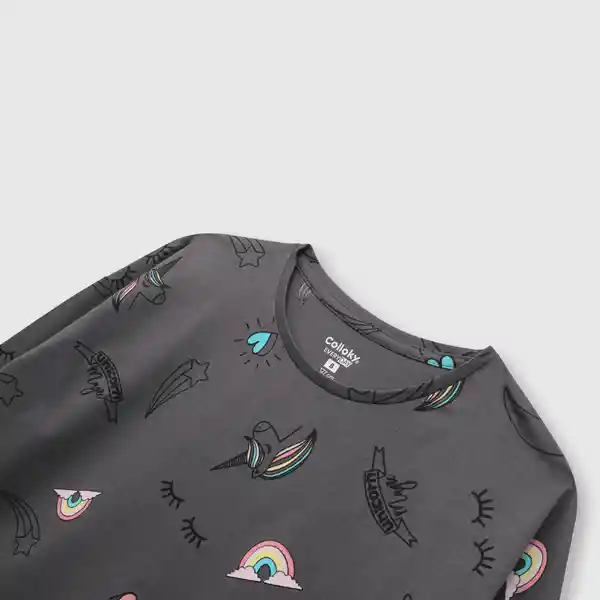 Polera Arcoíris de Niña Grafito Talla 2A Colloky