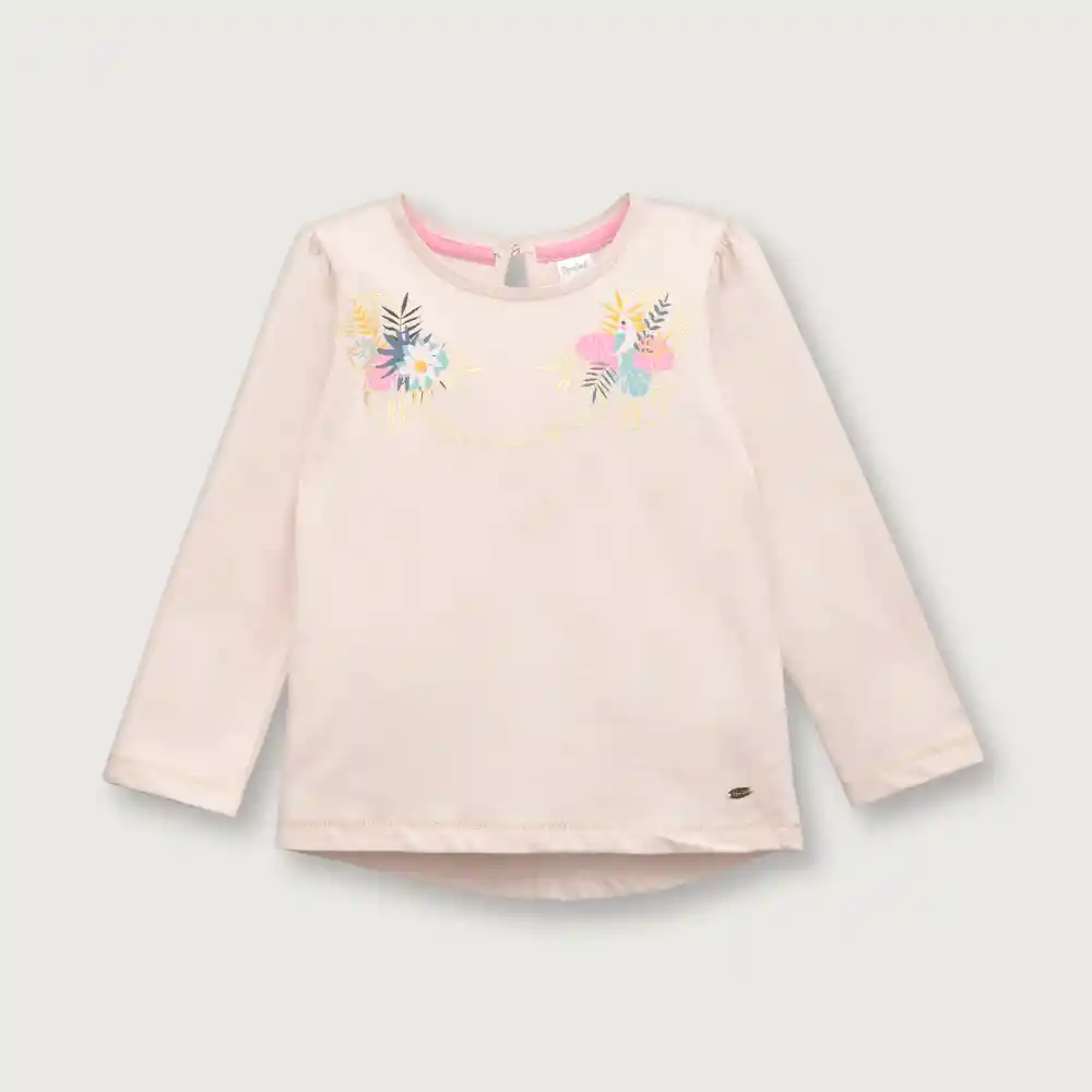 Polera Manga Larga Selva Para Niña Rosada Talla 4a