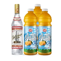 Combo Stolichnaya Vodka Original Watts Nectar de Naranja Sin Azu