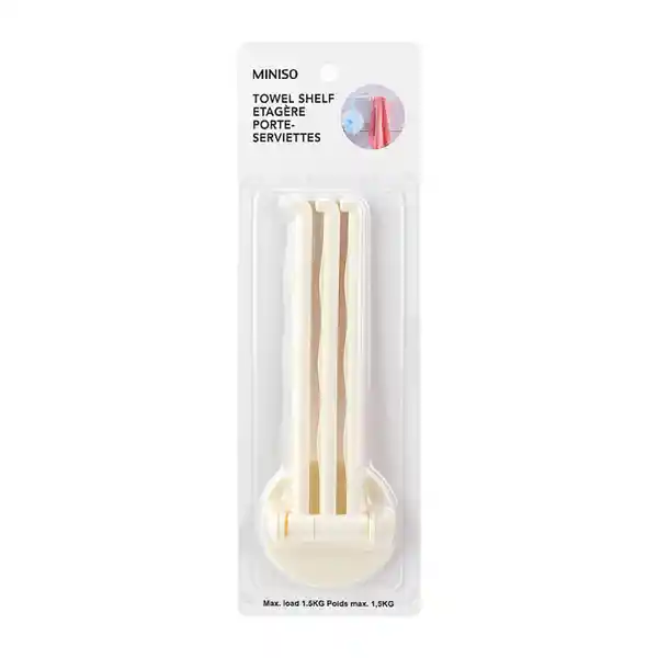 Miniso Gancho Adhesivo Giratorio Toalla Barra Plástico Beige