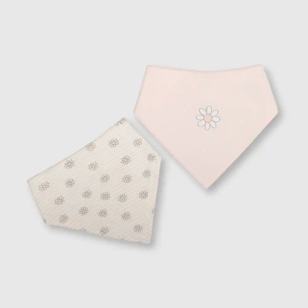 Pack Babero Estampado Flor Bebé Niña Rosa Talla Única