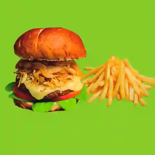 Burger Vegan Bacán + Papas Fritas