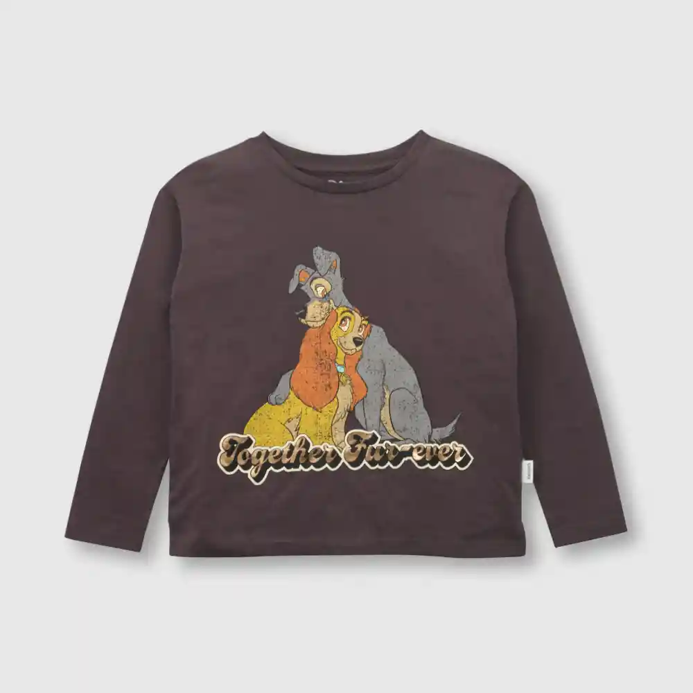 Polera De Dama Y El Vagabundo Gris Talla 8 Años