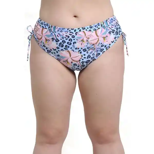 Bikini Calzón Cadera Ajustable Estampado Celeste Talla XL Samia