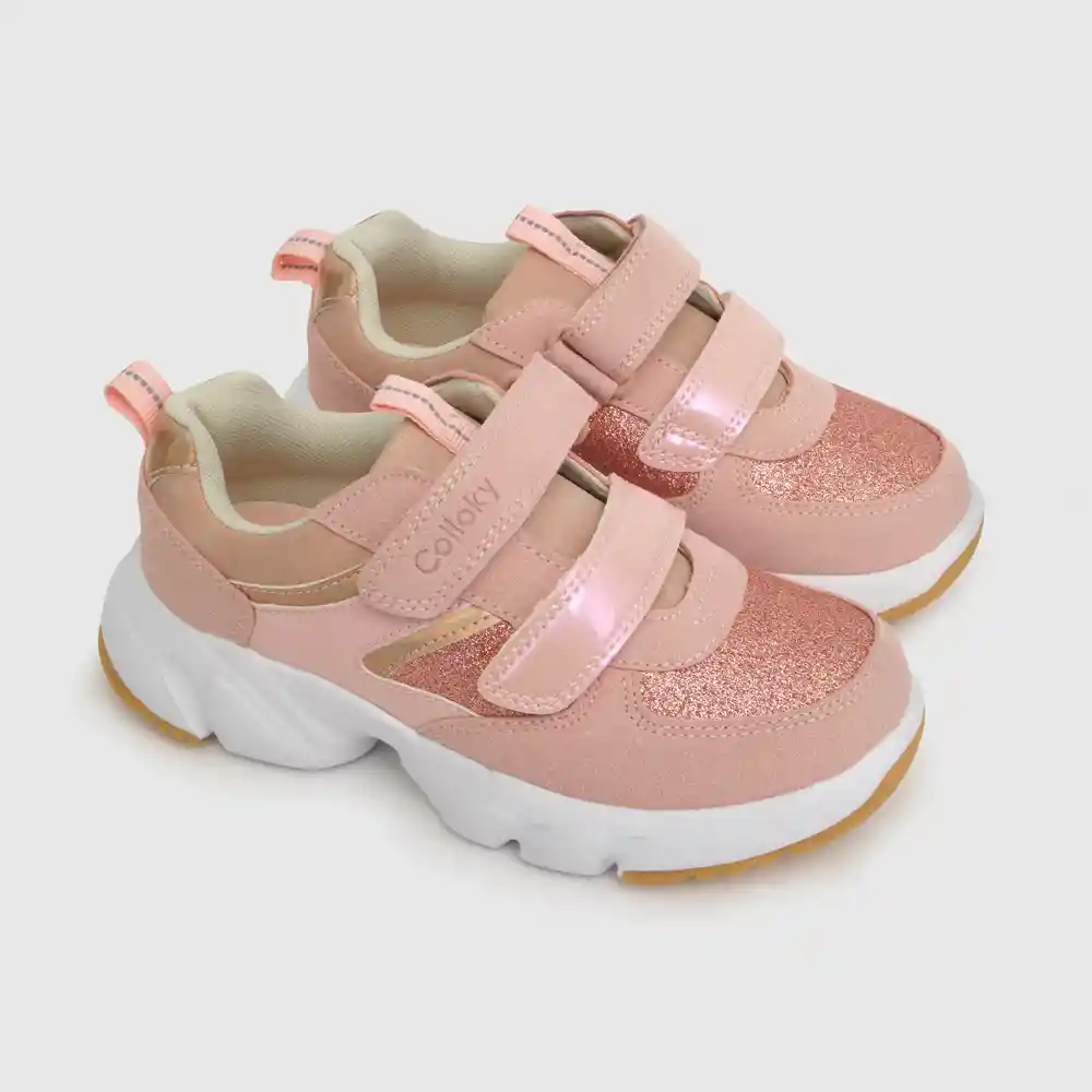 Zapatillas Dos Velcros Chunky Rosado Talla 33