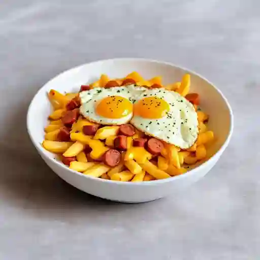 Papas Fritas Gigante (1kg) + Queso Cheddar Y Gouda + Chorizo + Huevo
