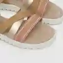 Sandalias Hebilla Étnica De Niña Café Talla 34