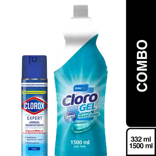 Combo Clorox Desinfectante en Aerosol + Cloro Gel Tradicional