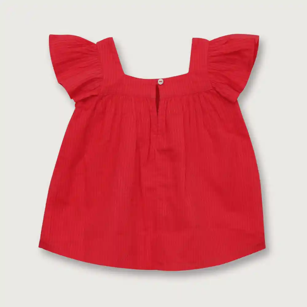 Blusa Con Doble Manga Y Bordados Niño Rojo Talla 6 M