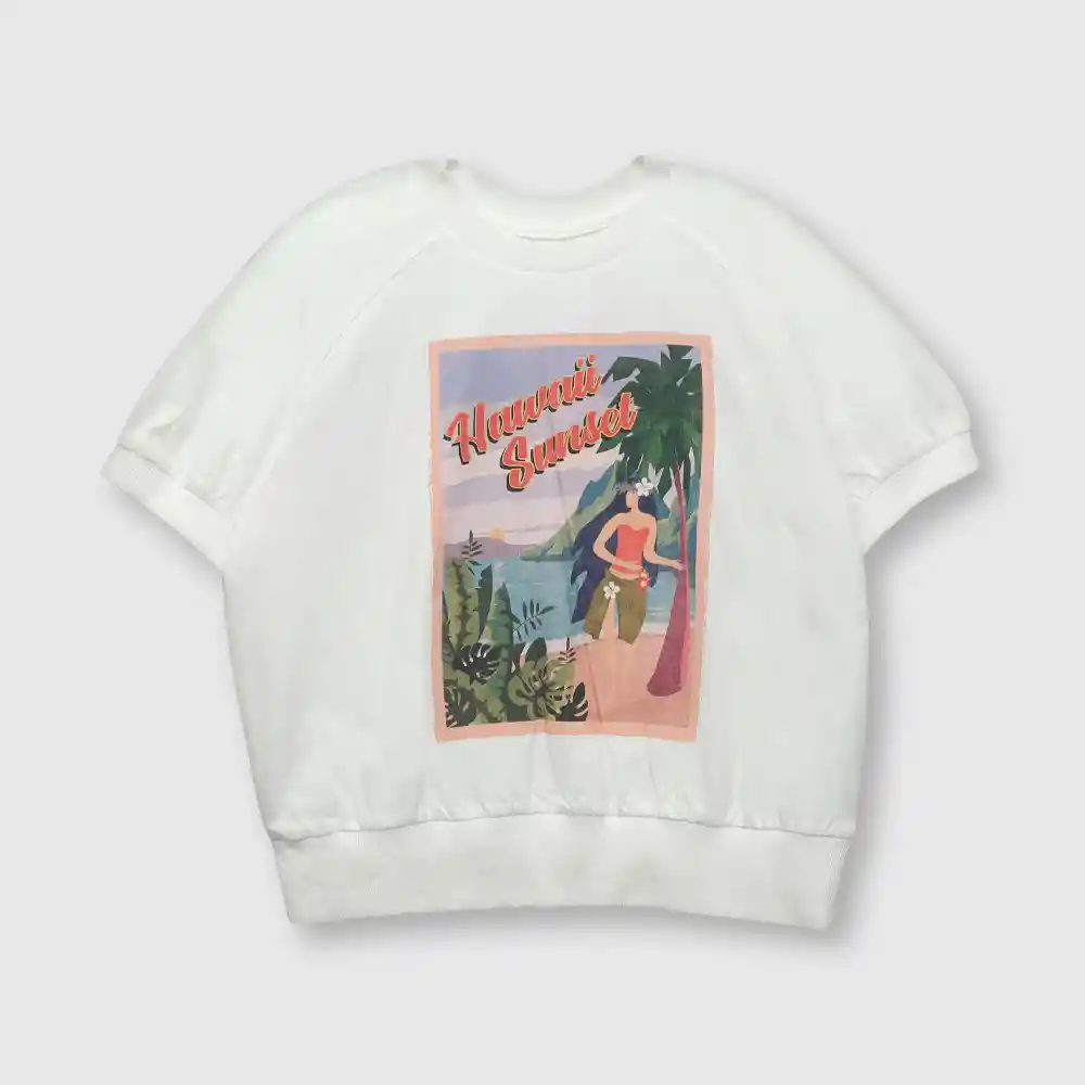 Polera Poster Playa Niña Blanca Talla 8a