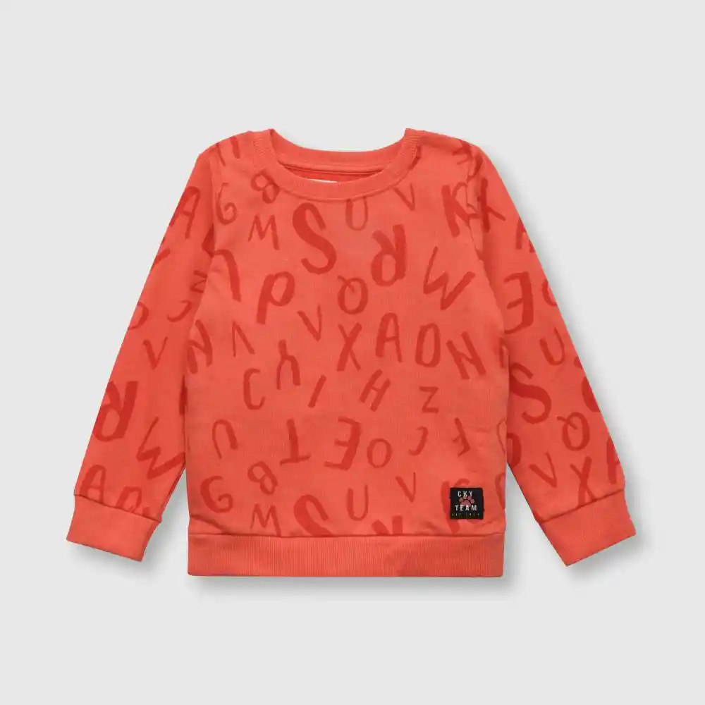 Polerón Estampado De Bebé Niño Naranjo Talla 6/9m