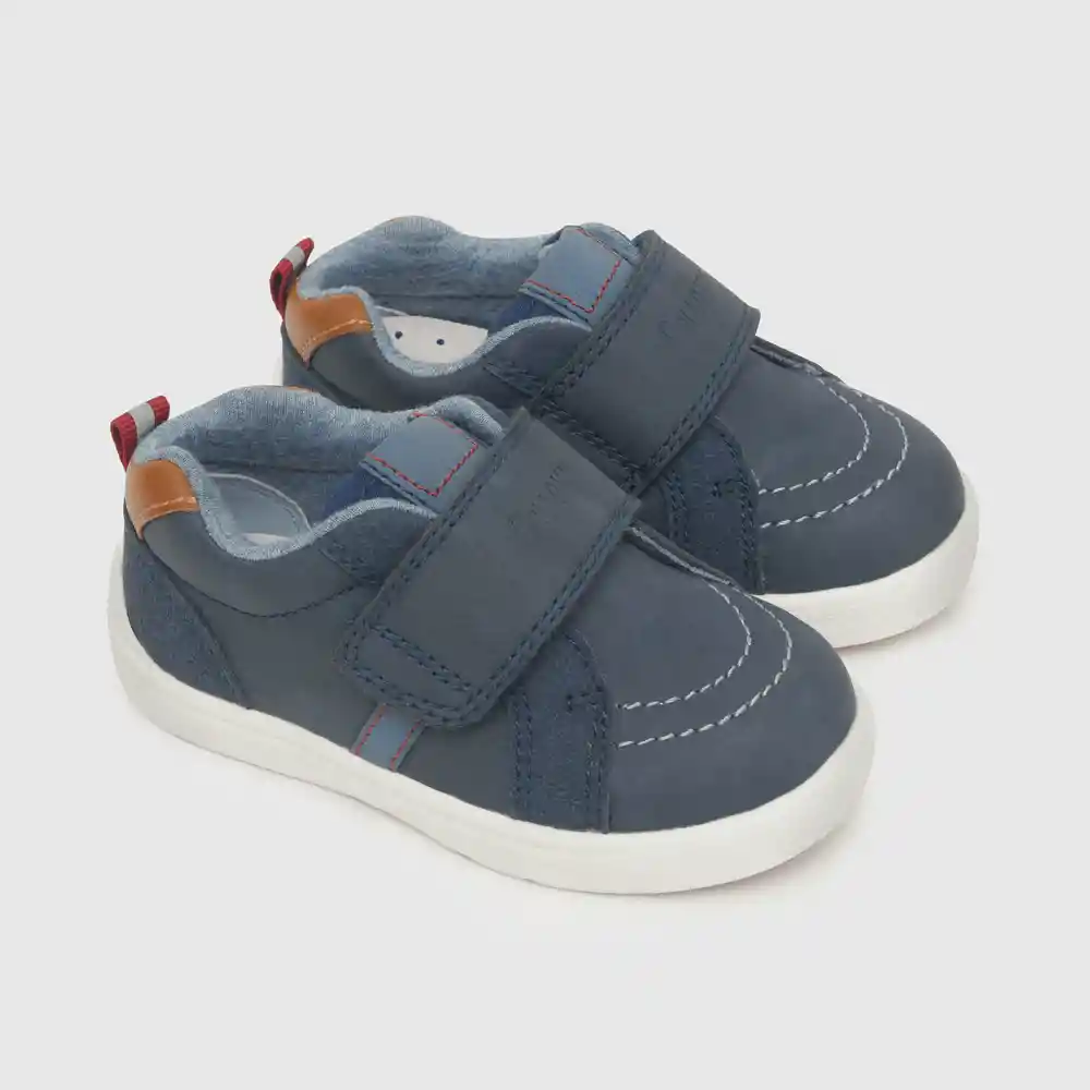 Zapatos Velcro Grueso Para Niño Azul Talla 20