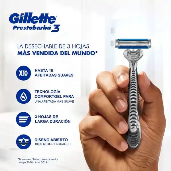 Gillette Maquina de Afeitar Prestobarba 3 Comfort Gel