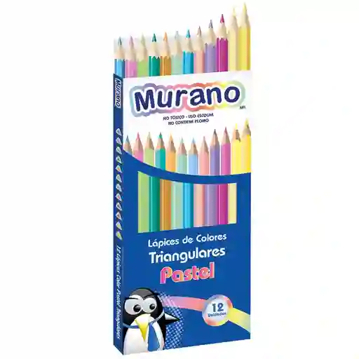 Murano Lápiz de Color Largo Triangular Colores Pastel