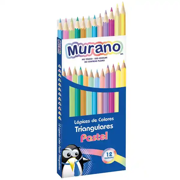 Murano Lápiz de Color Largo Triangular Colores Pastel