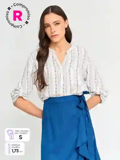 Aziz Blusa Mao-E Ess Blanco L M34 S25