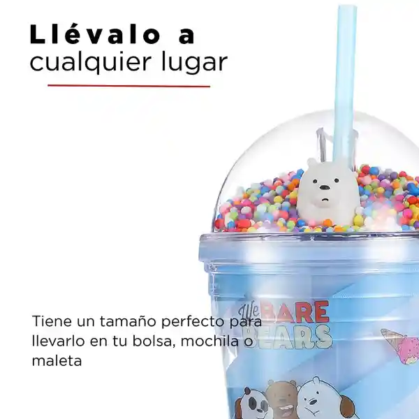 Vaso Polar con Tapa y Bombilla Azul Miniso