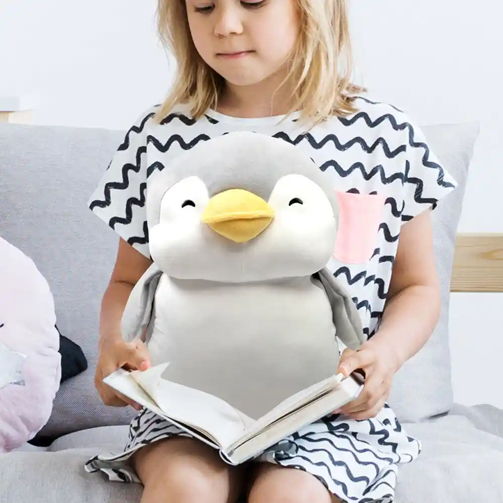 Miniso Peluche Grande De Pingüino Gris 48cm