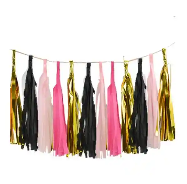 Guirnalda Tassel Metal Fucsia Negro