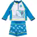 Set Short + Polera Uv Bebé Niño Celeste Pillín Talla 18 M