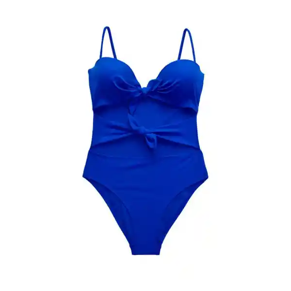 Trikini Con Doble Nudo Color Azul Talla L Samia