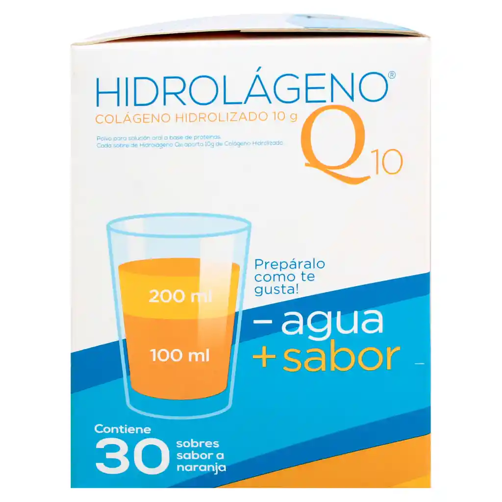 Colageno Hidrolizado Hidrolageno Q10 Sabor Naranja 30 Sobres
