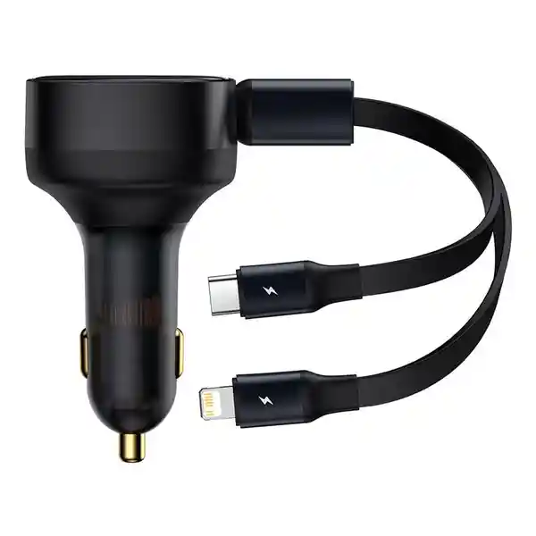 Baseus Cargador Rápido Auto 2 en 1 Cables Usb-C x 2 30W Negro