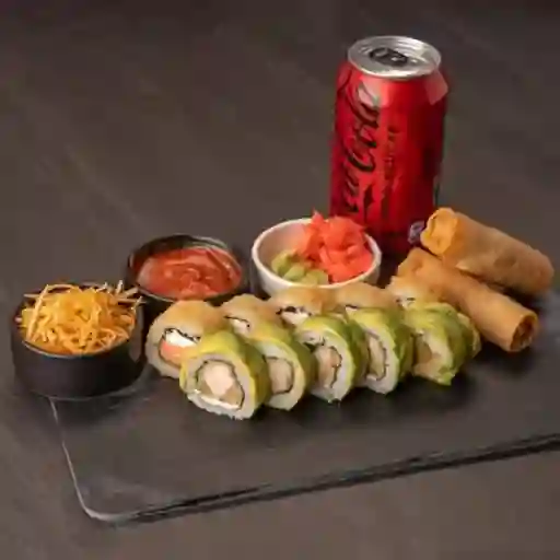 Koreano 10 Piezas, Arrollados, Salsa, Topping y Bebida