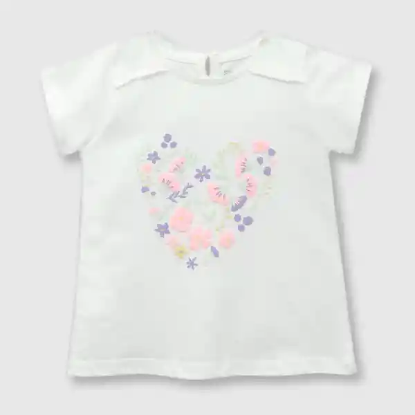 Polera Corazón de Bebé Niña Blanco Talla 3/6M Colloky