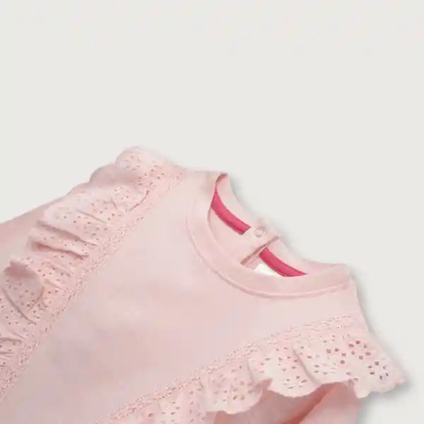 Polerón V Con Broderie de Niña Rosado Talla 18M Opaline