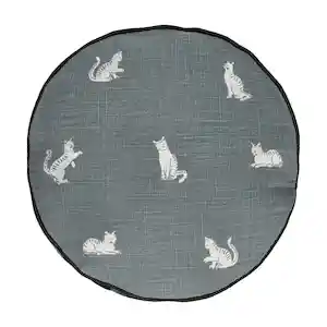 Cojín de Algodón Con Bordado Diámetro Gris 35 cm