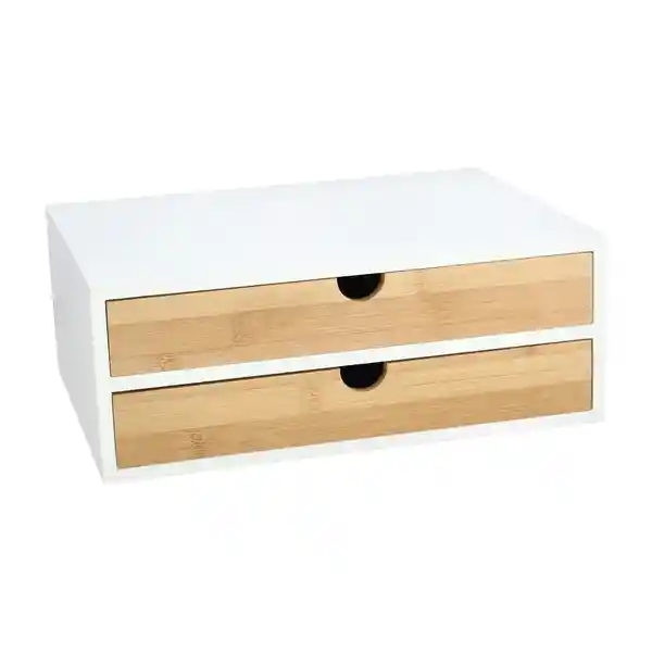 Cajonera Mdf y Bambú 2 Cajones 33 x 21 x 13