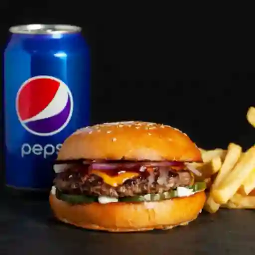 Cuarto Burgués + Papas + Bebida