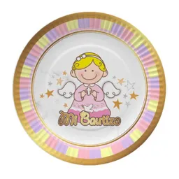 Plato Mi Bautizo Rosado