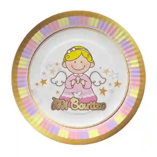 Plato Mi Bautizo Rosado