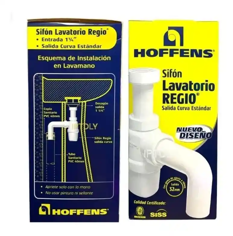 Hoffens Sifón Regio Para Lavamanos 1.1/4 Salida 32 mm a 40 mm