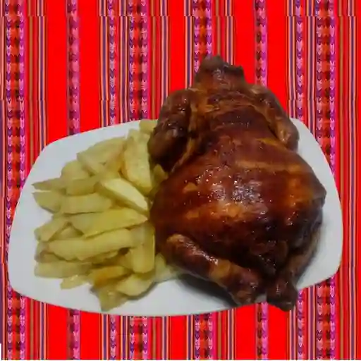 1 Pollo brasa entero +papas fritas