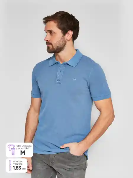 Robert Lewis Polera Manga Corta Piq Divo Azul L SS25
