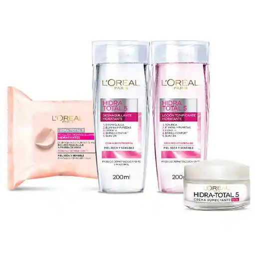 Loreal Paris-Hidra Total 5 Desmaquillante Hidratante Piel Seca y Sensible