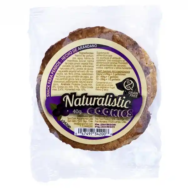 Naturalistic Snack Para Perro Galletón Grain Free Arándano