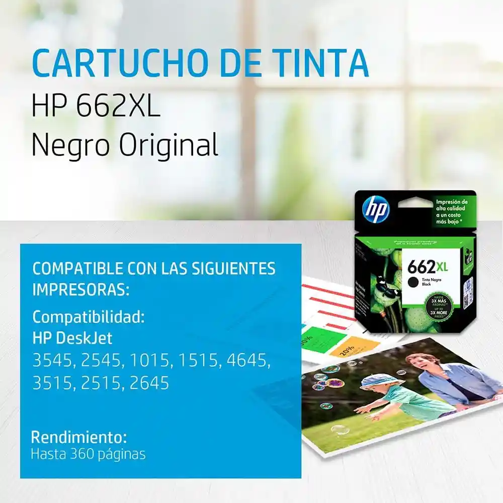 Hp Cartucho Hp 662 Xl Negro Para 360