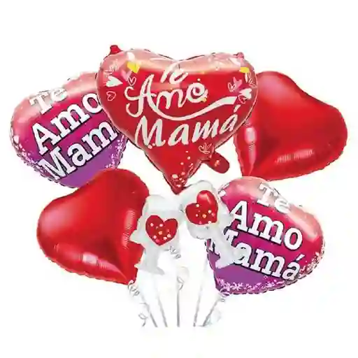Set Globos te Amo Mamá Corazones