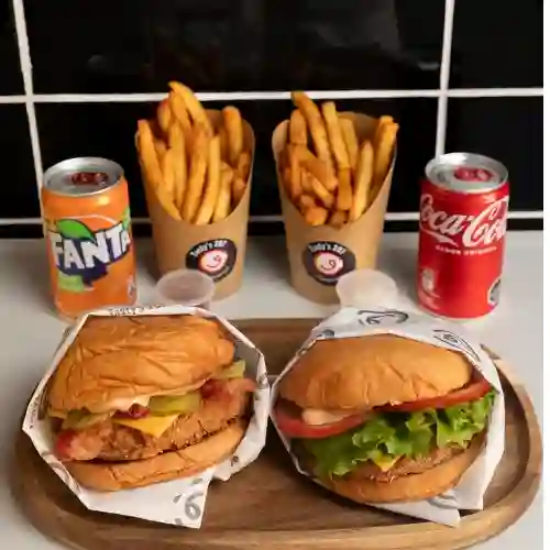 2 Crispy Burger+2 Papas Fritas Aviko+2bb