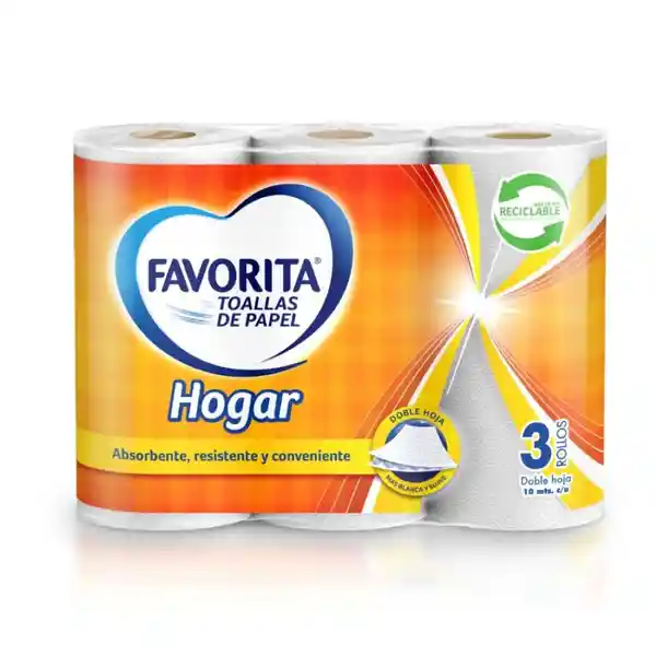 Favorita Toalla de Papel Para Cocina Doble Hoja 10 m